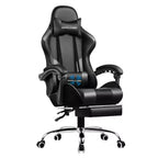 Gaming Chair with Footrest and Ergonomic Lumbar Massage Pillow PU Leather Office Chair - GTRACING