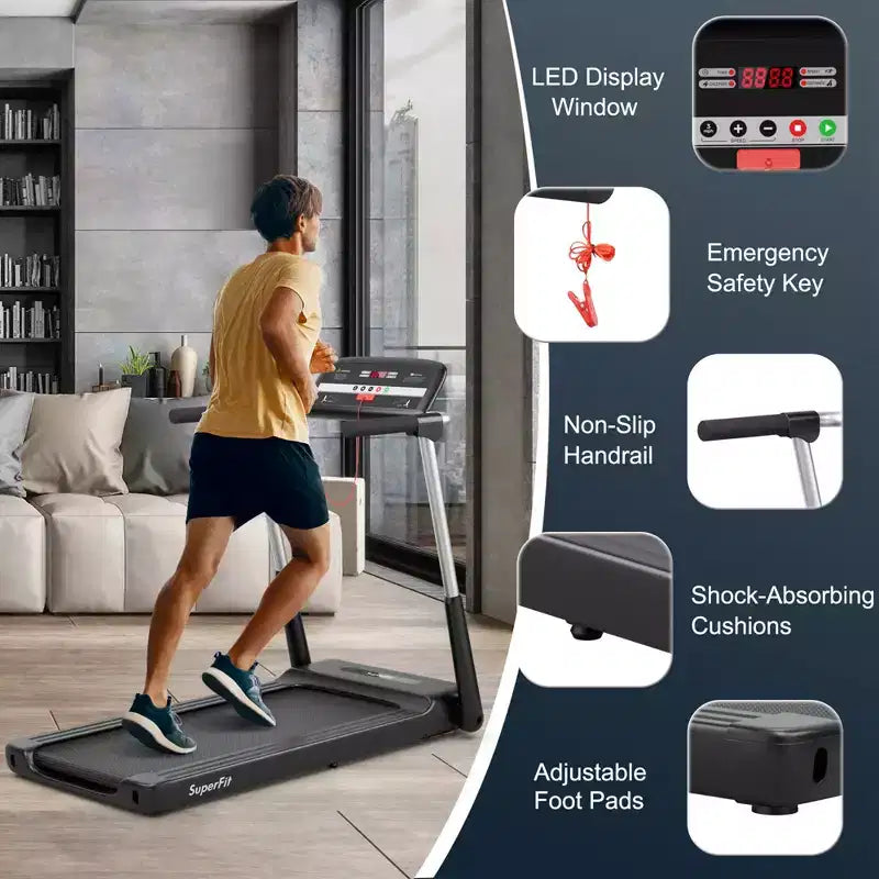 Costway 2.25HP Folding LED Treadmill Electric Running Walking Machine with APP Control Gym