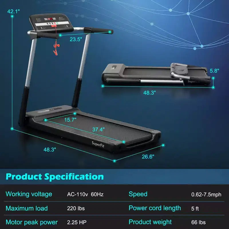 Costway 2.25HP Folding LED Treadmill Electric Running Walking Machine with APP Control Gym