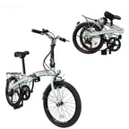 Xspec 20 7 Speed Folding Compact City Commuter Bike, White (NOT Electric)