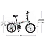 Xspec 20 7 Speed Folding Compact City Commuter Bike, White (NOT Electric)
