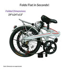 Xspec 20 7 Speed Folding Compact City Commuter Bike, White (NOT Electric)