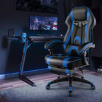 Costway Adjustable E-Sports Racing Style Chair with Padded Headrest, Lumbar Support Blue/Black/Grey/Red