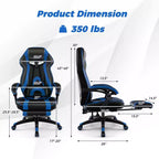 Costway Adjustable E-Sports Racing Style Chair with Padded Headrest, Lumbar Support Blue/Black/Grey/Red