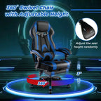 Costway Adjustable E-Sports Racing Style Chair with Padded Headrest, Lumbar Support Blue/Black/Grey/Red
