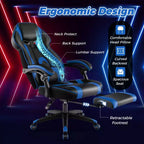 Costway Adjustable E-Sports Racing Style Chair with Padded Headrest, Lumbar Support Blue/Black/Grey/Red
