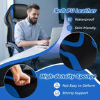 Costway Adjustable E-Sports Racing Style Chair with Padded Headrest, Lumbar Support Blue/Black/Grey/Red