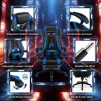 Costway Adjustable E-Sports Racing Style Chair with Padded Headrest, Lumbar Support Blue/Black/Grey/Red