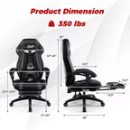 Costway Adjustable E-Sports Racing Style Chair with Padded Headrest, Lumbar Support Blue/Black/Grey/Red