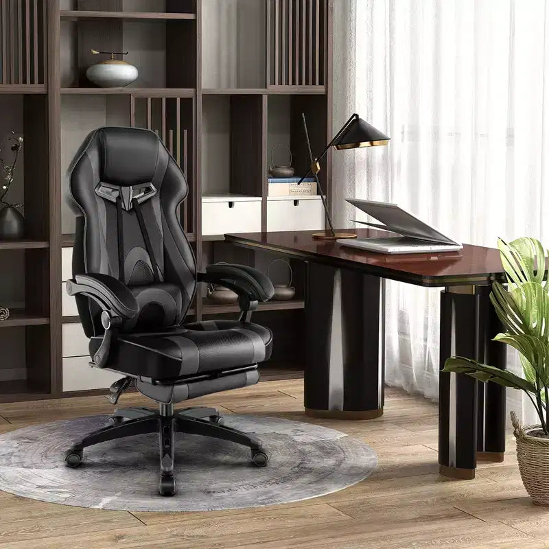 Costway Adjustable E-Sports Racing Style Chair with Padded Headrest, Lumbar Support Blue/Black/Grey/Red