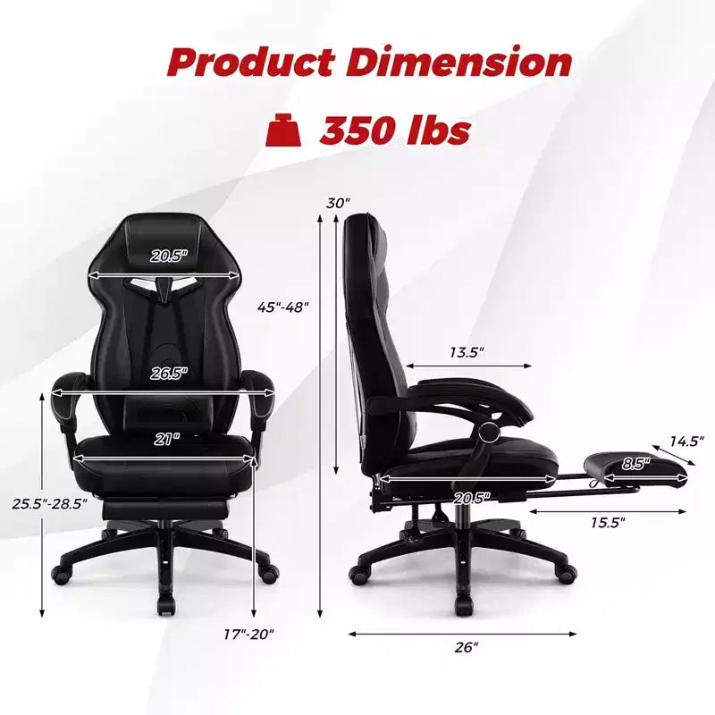 Costway Adjustable E-Sports Racing Style Chair with Padded Headrest, Lumbar Support Blue/Black/Grey/Red