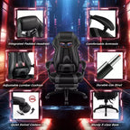 Costway Adjustable E-Sports Racing Style Chair with Padded Headrest, Lumbar Support Blue/Black/Grey/Red
