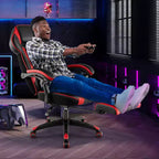 Costway Adjustable E-Sports Racing Style Chair with Padded Headrest, Lumbar Support Blue/Black/Grey/Red