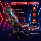 Costway Adjustable E-Sports Racing Style Chair with Padded Headrest, Lumbar Support Blue/Black/Grey/Red