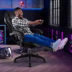 Costway Adjustable E-Sports Racing Style Chair with Padded Headrest, Lumbar Support Blue/Black/Grey/Red