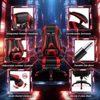 Costway Adjustable E-Sports Racing Style Chair with Padded Headrest, Lumbar Support Blue/Black/Grey/Red