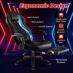 Costway Adjustable E-Sports Racing Style Chair with Padded Headrest, Lumbar Support Blue/Black/Grey/Red