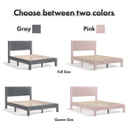 Furniture of America Alyssa Modern Velvet Upholstered Platform Bed with Channel Headboard and Wooden Slats
