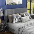 Furniture of America Alyssa Modern Velvet Upholstered Platform Bed with Channel Headboard and Wooden Slats