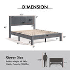 Furniture of America Alyssa Modern Velvet Upholstered Platform Bed with Channel Headboard and Wooden Slats