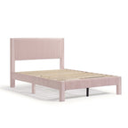 Furniture of America Alyssa Modern Velvet Upholstered Platform Bed with Channel Headboard and Wooden Slats