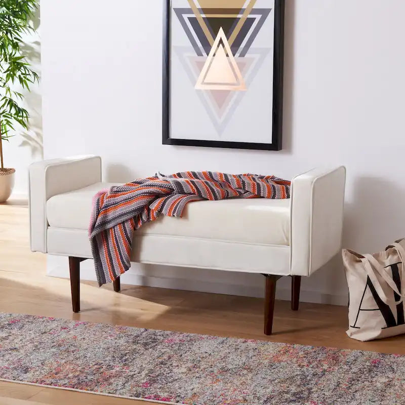 SAFAVIEH Rosalee Mid-Century Modern 25-inch Bench - 49 W x 18 L x 25 H - 49Wx18Dx25H