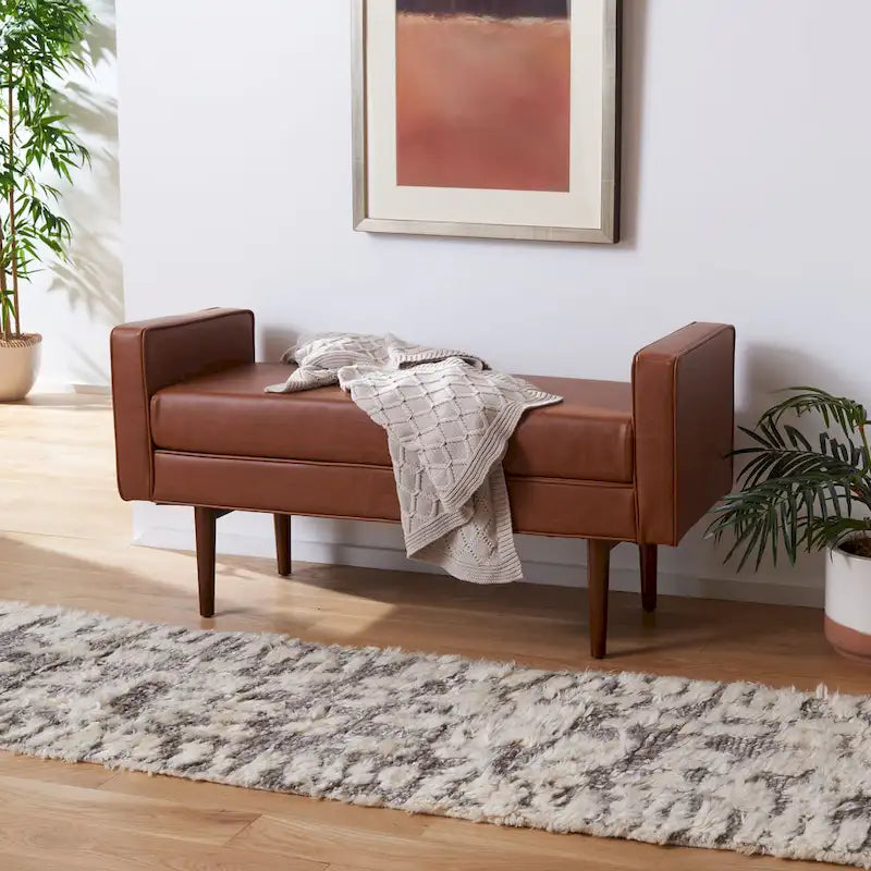 SAFAVIEH Rosalee Mid-Century Modern 25-inch Bench - 49 W x 18 L x 25 H - 49Wx18Dx25H