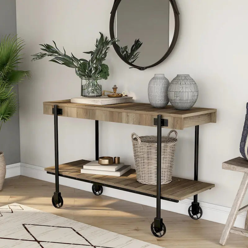 Tavolo console da 119 cm in metallo a 1 ripiano Hyssop Farmhouse di Furniture of America