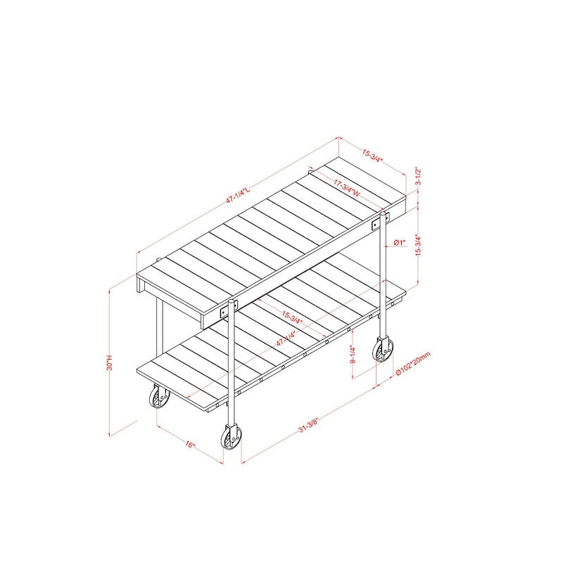 Tavolo console da 119 cm in metallo a 1 ripiano Hyssop Farmhouse di Furniture of America