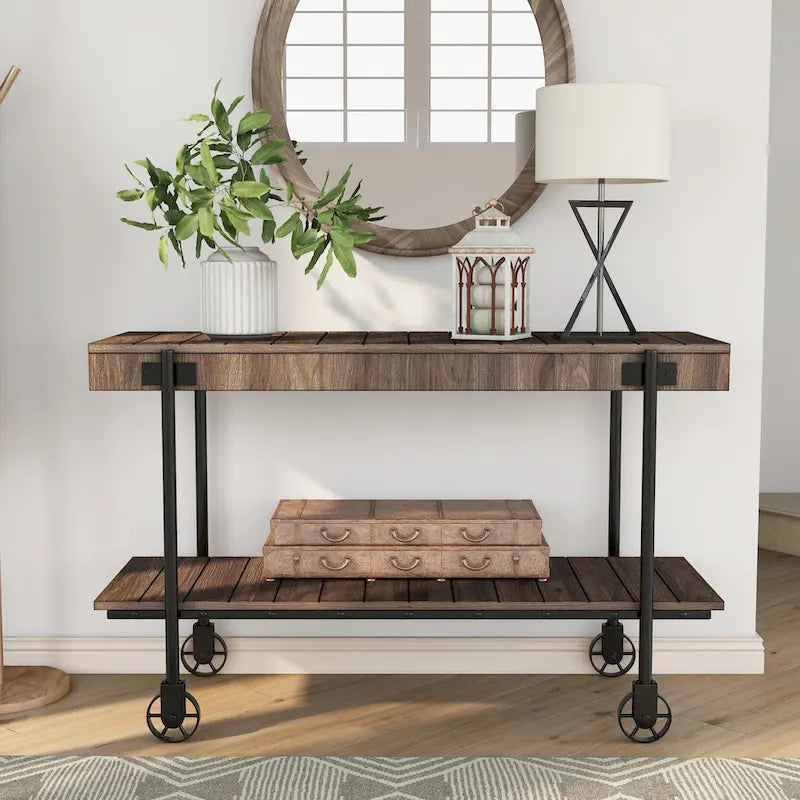 Tavolo console da 119 cm in metallo a 1 ripiano Hyssop Farmhouse di Furniture of America