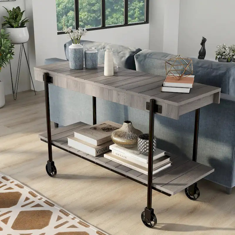 Tavolo console da 119 cm in metallo a 1 ripiano Hyssop Farmhouse di Furniture of America