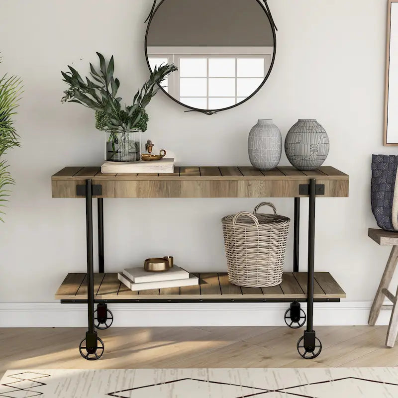 Tavolo console da 119 cm in metallo a 1 ripiano Hyssop Farmhouse di Furniture of America