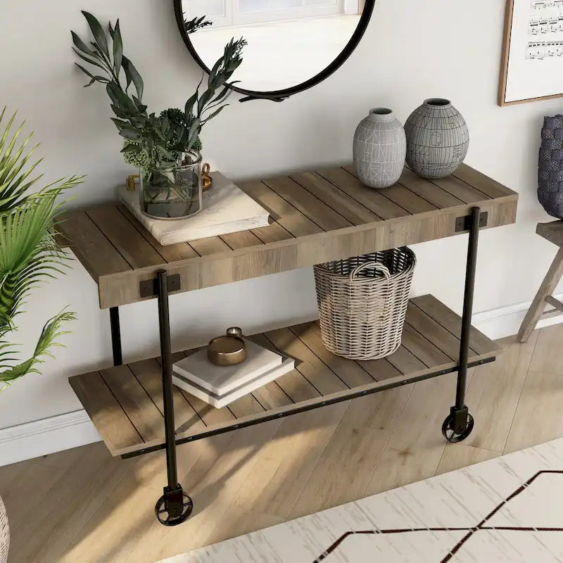 Tavolo console da 119 cm in metallo a 1 ripiano Hyssop Farmhouse di Furniture of America