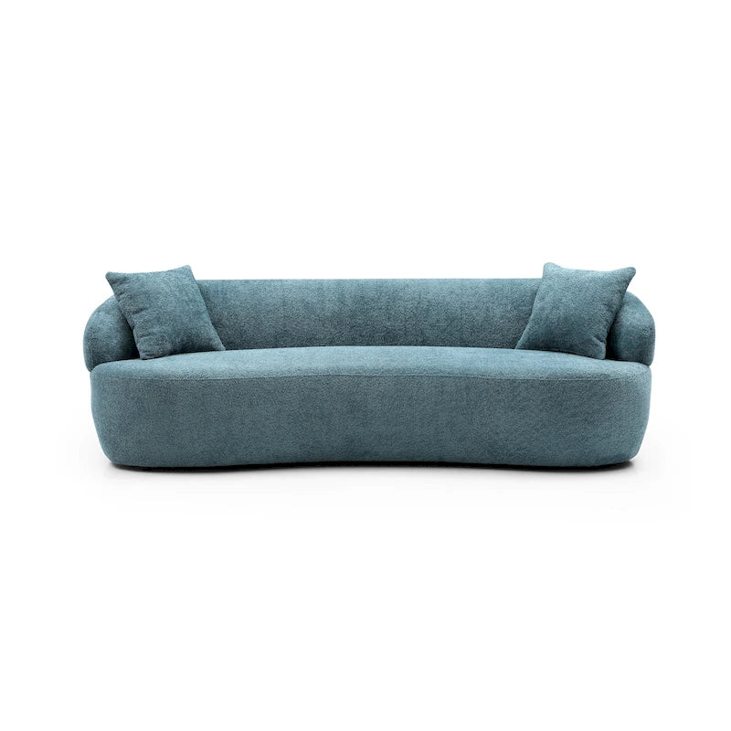 Divano curvo blu in stile moderno di metà secolo