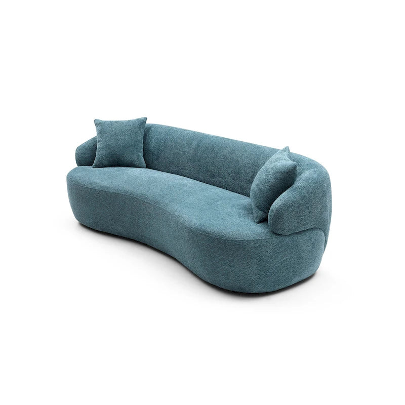 Divano curvo blu in stile moderno di metà secolo