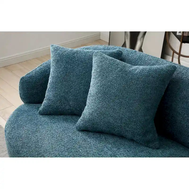 Divano curvo blu in stile moderno di metà secolo