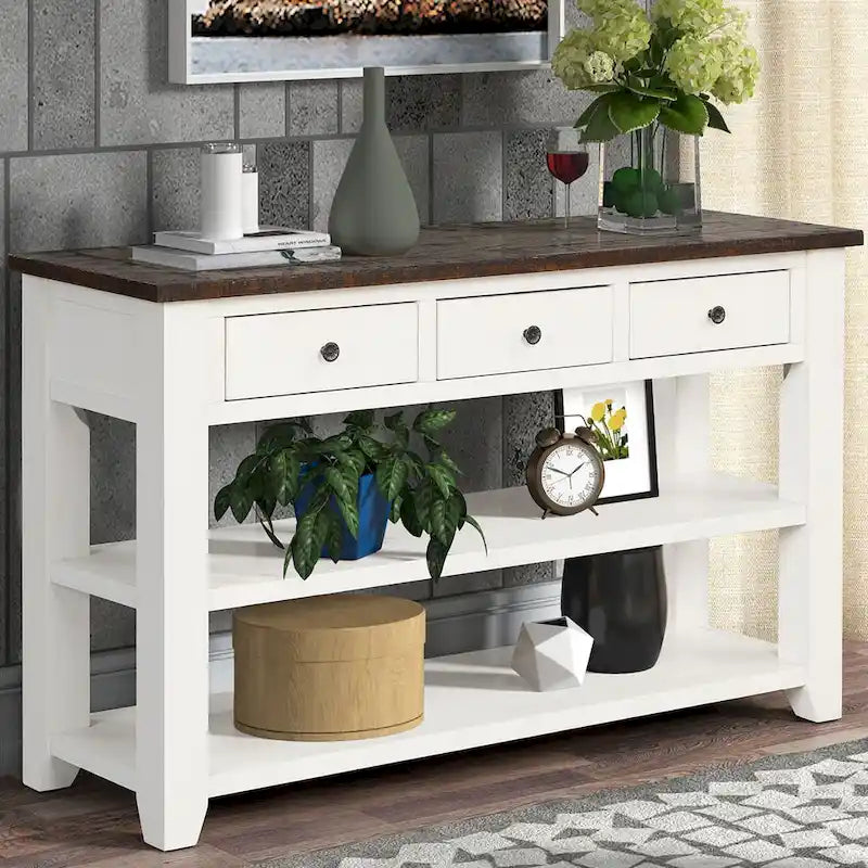 48 Solid Pine Wood Top Console Table