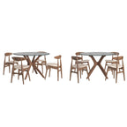 Set da pranzo rotondo Sylvestria con finitura in noce Mid-Century