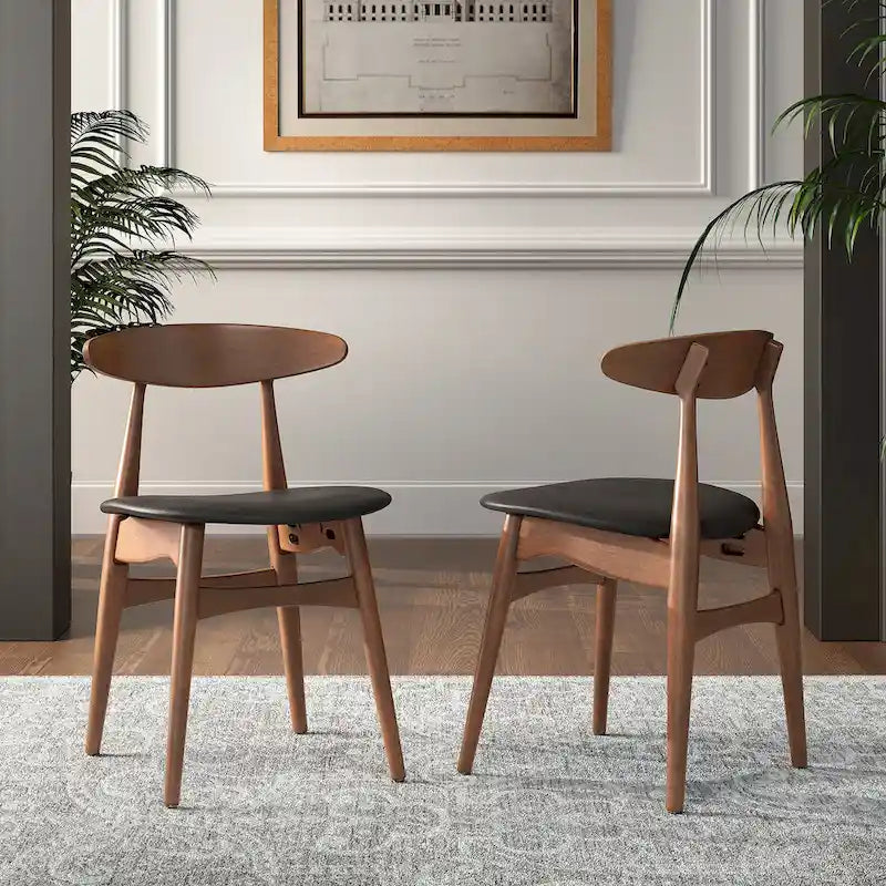 Set da pranzo rotondo Sylvestria con finitura in noce Mid-Century