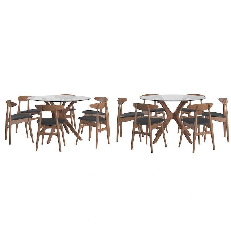 Set da pranzo rotondo Sylvestria con finitura in noce Mid-Century