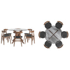 Set da pranzo rotondo Sylvestria con finitura in noce Mid-Century