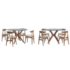 Set da pranzo rotondo Sylvestria con finitura in noce Mid-Century