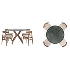 Set da pranzo rotondo Sylvestria con finitura in noce Mid-Century
