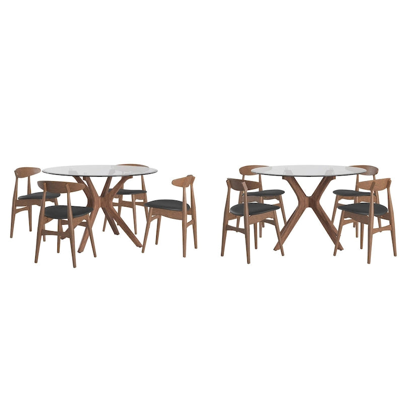 Set da pranzo rotondo Sylvestria con finitura in noce Mid-Century