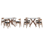 Set da pranzo rotondo Sylvestria con finitura in noce Mid-Century