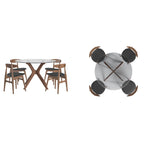 Set da pranzo rotondo Sylvestria con finitura in noce Mid-Century