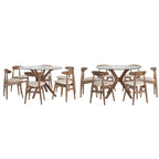 Set da pranzo rotondo Sylvestria con finitura in noce Mid-Century