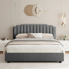 Velvet Upholstered Lift-up Platform Storage Bed