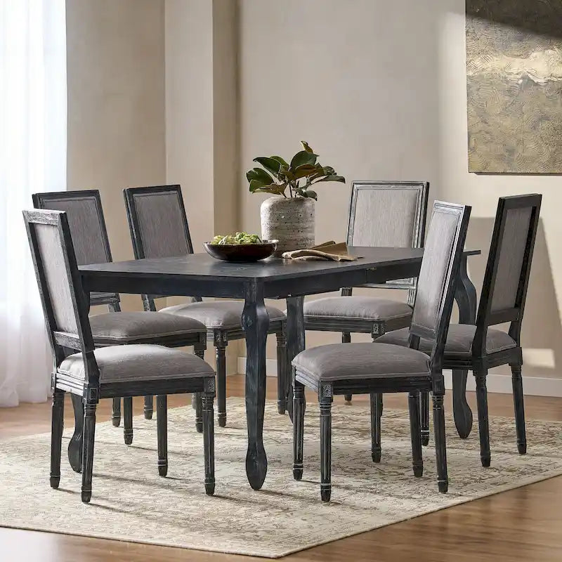Set da pranzo espandibile a 7 pezzi Regan rivestito in tessuto di Christopher Knight Home