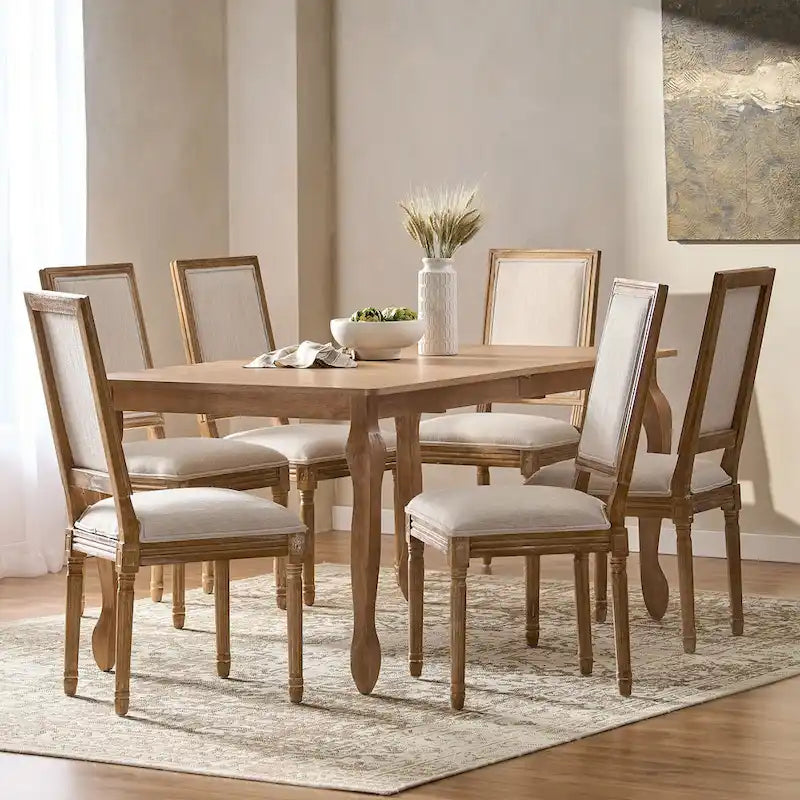 Set da pranzo espandibile a 7 pezzi Regan rivestito in tessuto di Christopher Knight Home